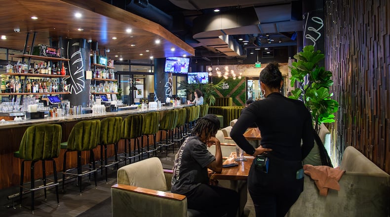 Pinky Cole's Ponce City Market location in Atlanta, Georgia, 'Bar Vegan', during lunch time on April 5, 2024. (Jamie Spaar for the Atlanta Journal Constitution)