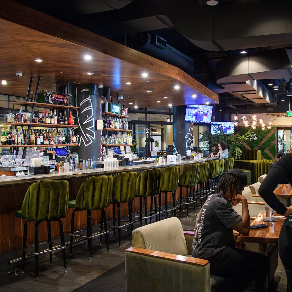 Pinky Cole's Ponce City Market location in Atlanta, Georgia, 'Bar Vegan', during lunch time on April 5, 2024. (Jamie Spaar for the Atlanta Journal Constitution)