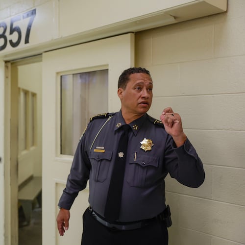 Fulton County Sheriff Patrick Labat gives a tour of Fulton County Jail on March 30, 2023, in Atlanta. (Natrice Miller/AJC/TNS)