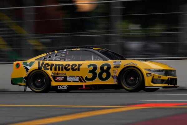 Zane Smith drives in a NASCAR Cup Series auto race at the Grant Park 165, Sunday, July 6, 2025, in Chicago. (AP Photo/Erin Hooley)