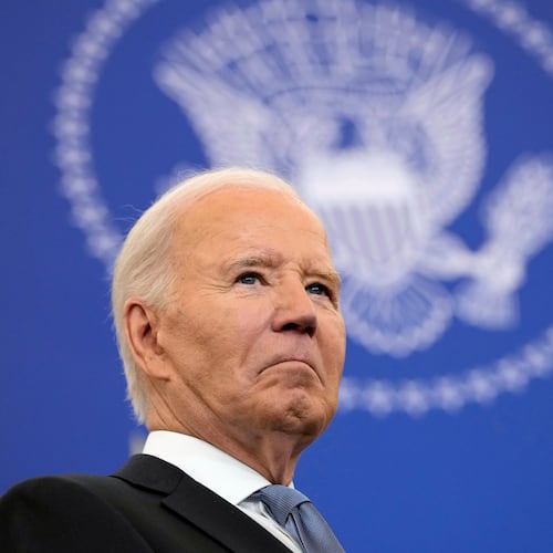 FILE - President Joe Biden waits to speak about foreign policy at the State Department in Washington, Jan. 13, 2025. (AP Photo/Susan Walsh, File)
