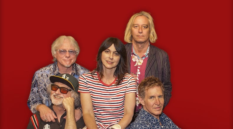 The Baseball Project's starting lineup: Scott McCaughey (bottom left), Mike Mills (top left), Linda Pitmon (center), Peter Buck (top right) and Steve Wynn. Photo: Marty Perez