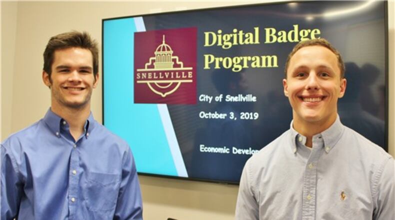 Snellville Economic Development interns Kevin O’Reilly and Nicholas Dawson at the DIgital Badge Program launch.