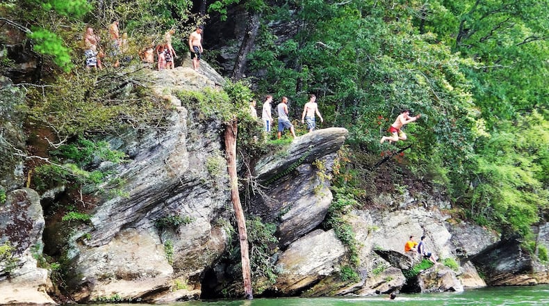 The Diving Rock at Akers Mill in the East Palisades Unit of the Chattahoochee River National Recreation Area is one of the park’s most popular features. (Charles Seabrook)