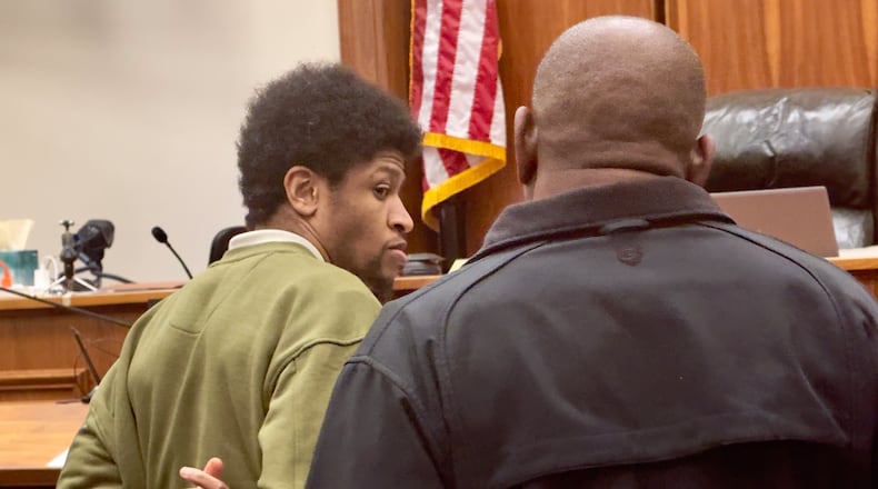 Brian Marquel Greene, 28, in Bibb County Superior Court on Thursday after he was convicted of two separate murders of strangers in 2022. (Joe Kovac Jr. / AJC)