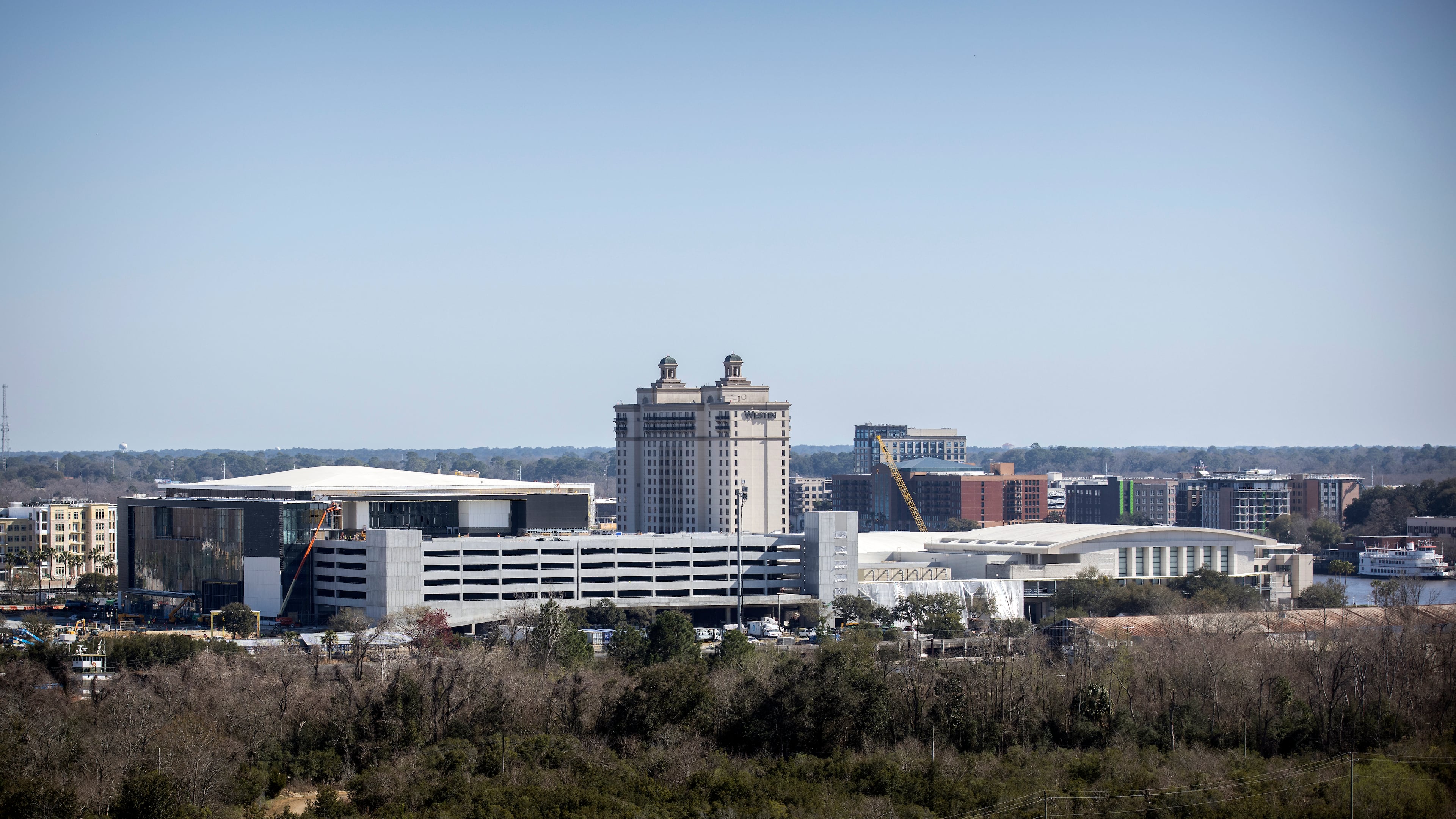 A new hotel will rise next to the Savannah Convention Center and open in 2028. The original headquarters hotel, the 403-room Westin Savannah Harbor, opened in 1999. (AJC Photo/Stephen B. Morton)