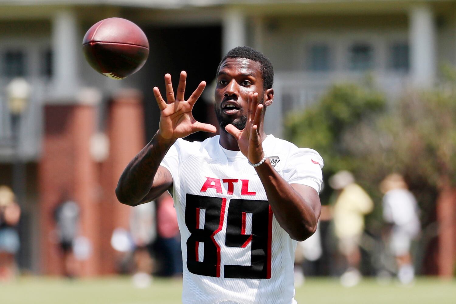 Falcons wide receiver Bryan Edwards (89) practices during minicamp at the Atlanta Falcons Training Facility on Wednesday, June 15, 2022, in Flowery Branch, Ga.  Miguel Martinez / miguel.martinezjimenez@ajc.com
 