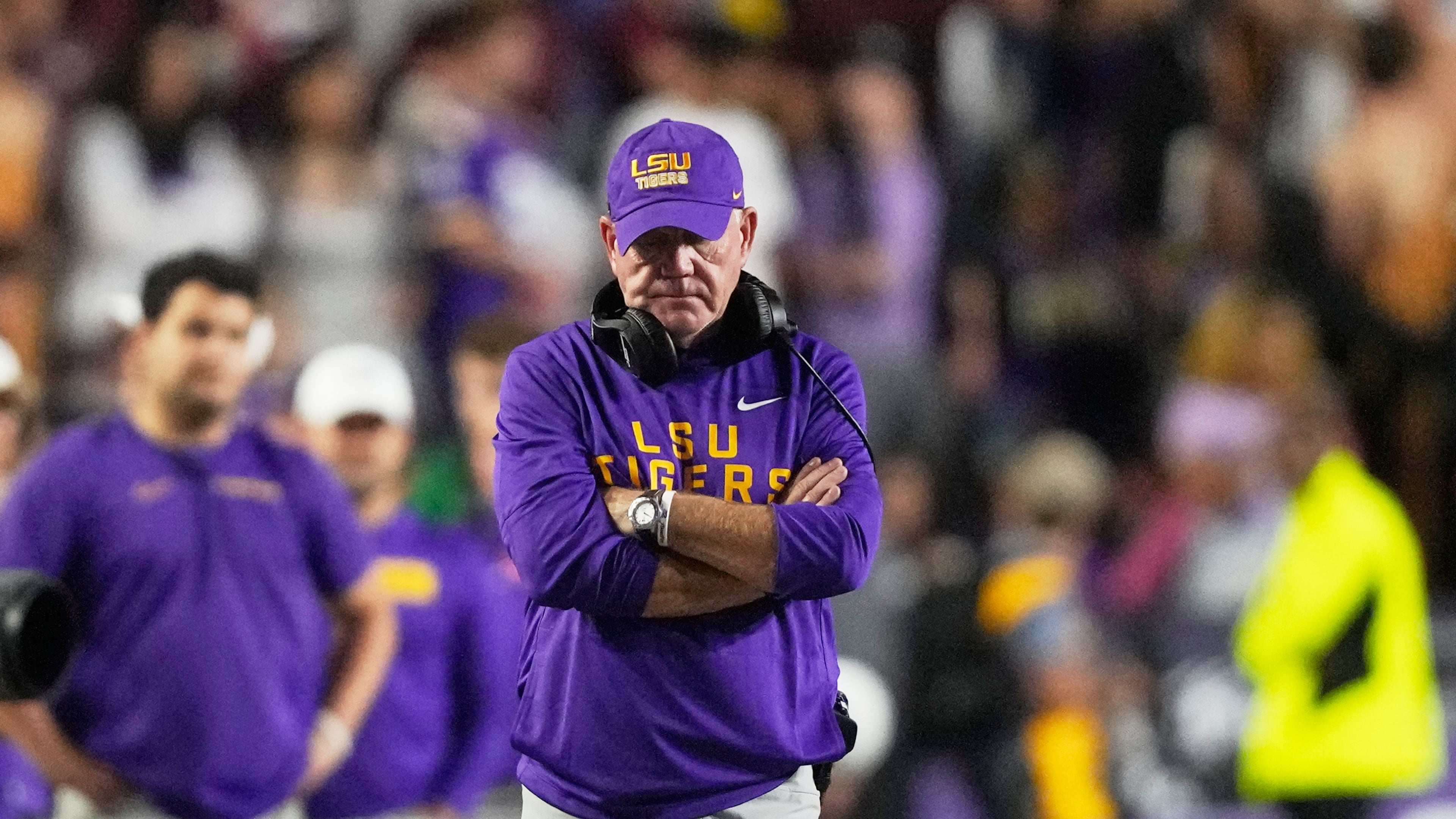 LSU head coach Brian Kelly after Saturday's game against Texas A&M. (Gerald Herbert/AP)