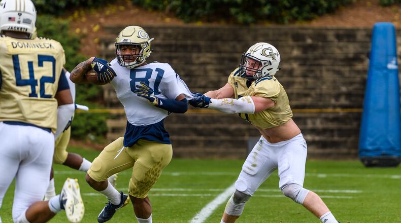 Georgia Tech wide receiver Malachi Carter (81) has been impressive in the first spring practice under new coach Geoff Collins. (Danny Karnik/Georgia Tech Athletics)