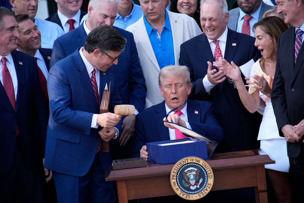 U.S. President Donald Trump after signing the "Big Beautiful Bill" during a Fourth of July celebration event on the South Lawn at the White House in Washington, D.C., on July 4, 2025. (Yuri Gripas/ABACAPRESS.COM/TNS)