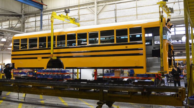 A tax on Mexican imports could affect Georgia manufacturers such as Blue Bird, which makes school buses in Fort Valley, Georgia. Photo courtesy of Blue Bird.
