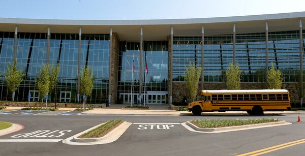 AUGUST 7, 2014 ATLANTA The main entrance of the school. The Charles R Drew Charter School Junior and Senior Academy at the Charlie Yates campus is shown Thursday, August 7, 2014. The $55 million school is Gold LEED certified, features solar panels for electricity, a football/soccer field and track and has a 500-seat auditorium among other amenities. The school was built on the former back nine holes of the Charlie Yates Golf Course in the East Lake Village area. The school, which opened for the school year, July 29th, houses approximately 450 students in grades 6-10 currently and plans are to add 11th and 12th grades in the next two years. KENT D. JOHNSON/KDJOHNSON@AJC.COM