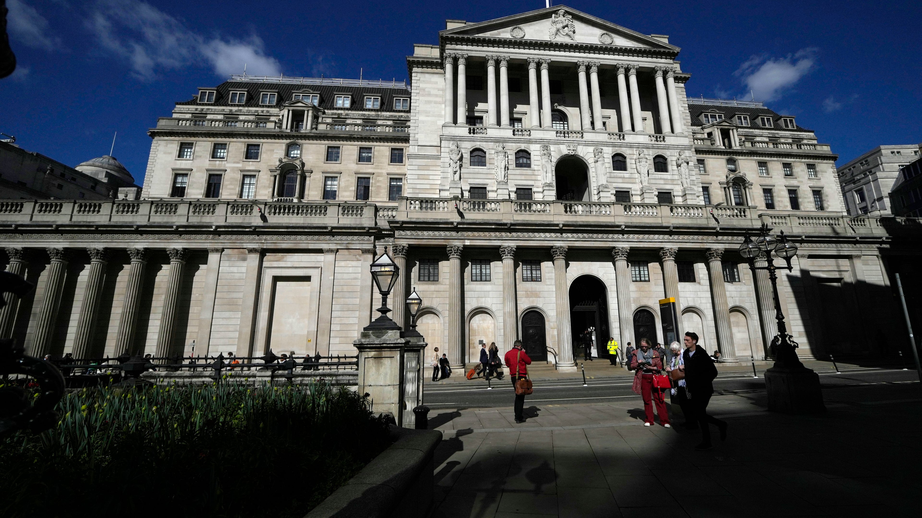 FILE - A general view of the Bank of England in the City of London, Thursday, March 17, 2022. (AP Photo/Alastair Grant, File)