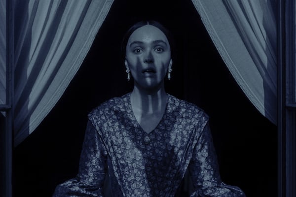 This image released by Focus Features shows Lily-Rose Depp in a scene from "Nosferatu." (Focus Features via AP)