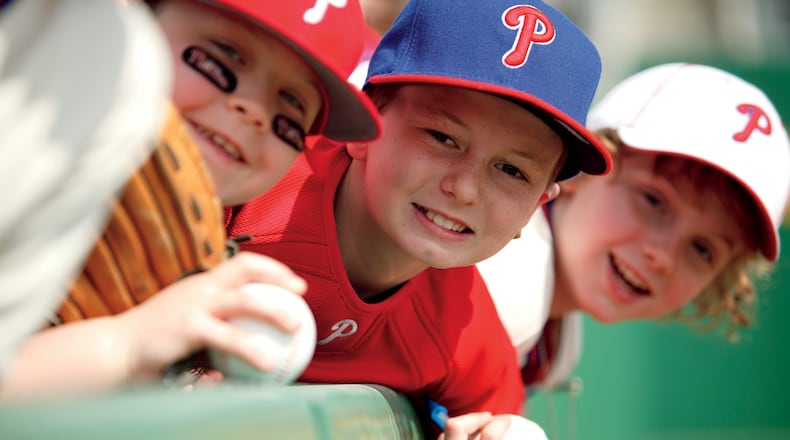 Young Philadelphia Phillies fans clamor for autographs during spring training at Bright House Field in Clearwater, where the team has trained since 1948. Contributed by Visit St. Petersburg/Clearwater