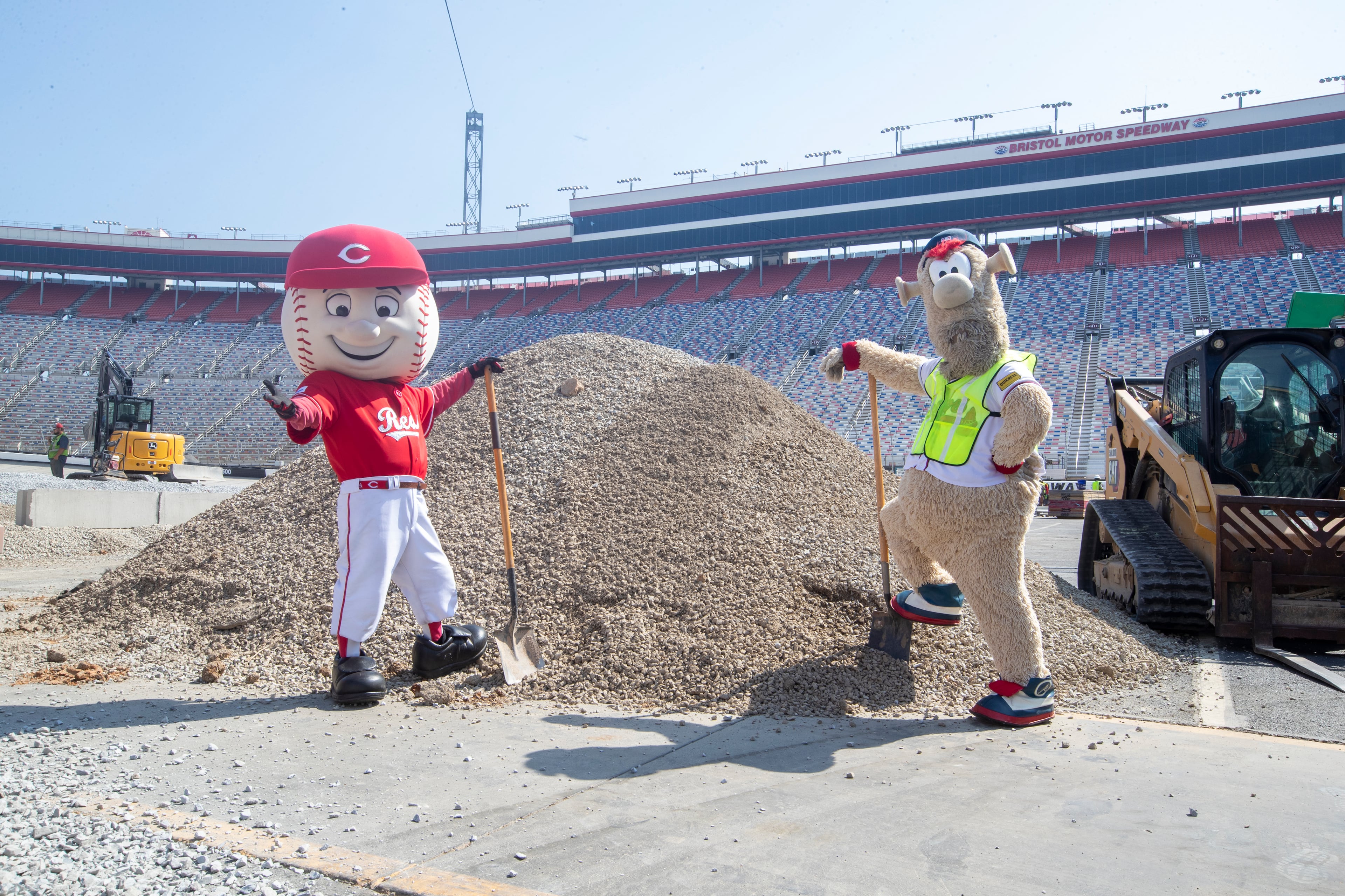A picture of construction on June 24 where the MLB was building a baseball field at Bristol Motor Speedway in Bristol, Tennessee.