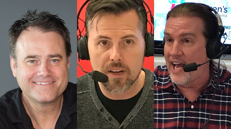Former morning host Jason Bailey (center) on his podcast had choice words for his former Rock 100. 5 boss Axel Lowe and nicknamed his former co-host "Southside" Steve Rickman "Dumb Dumb." CREDIT: Rock 100.5/Rodney Ho/rho@ajc.com