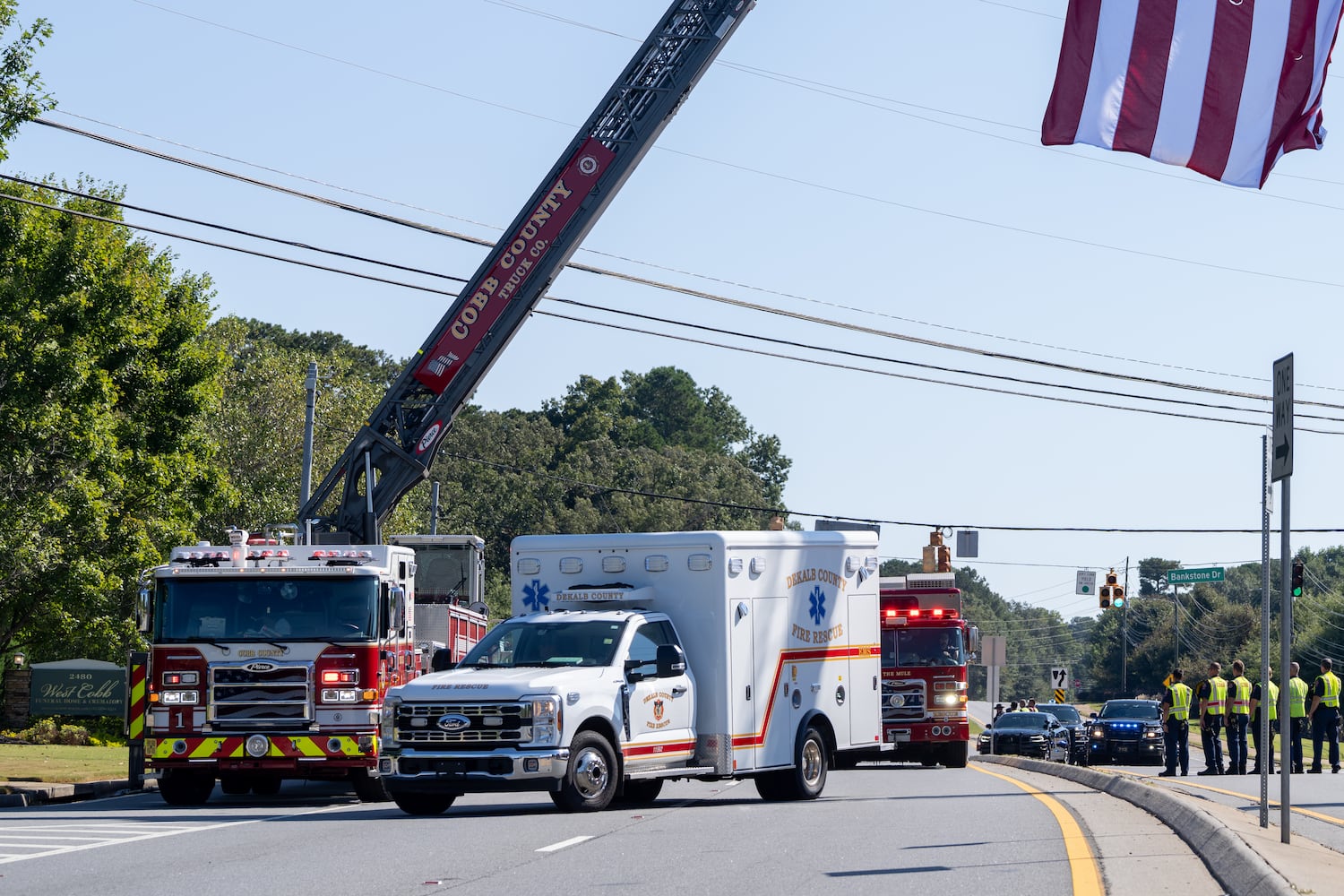 Fallen Dekalb County Firefighter Preston Fant arrives at West Cobb Funeral Home