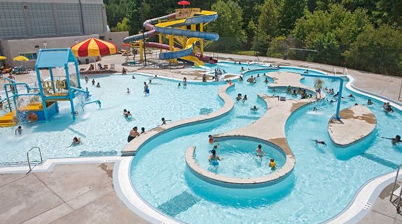 Gwinnett County pools like the Mountain Park Aquatic Center offer amenities like beach entry, water play structures, slides and picnic areas.