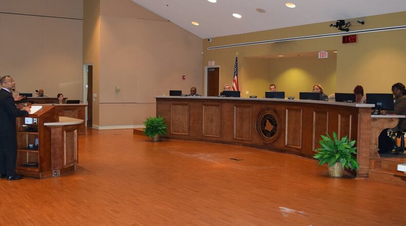 A scene from the May 17 Board of Commissioners meeting.