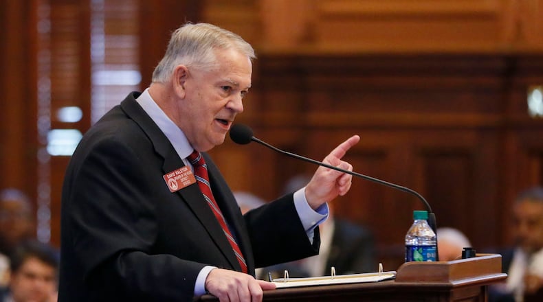 2/25/19 - Atlanta - House Speaker David Ralston took to the well during Morning Orders this morning to address accusations that he has abused his authority. Several Republican lawmakers signed onto a resolution calling for Georgia House Speaker David Ralston to resign over his use of power to delay cases of defendants accused of crimes. Bob Andres / bandres@ajc.com