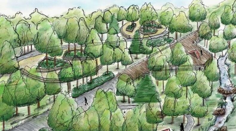Artist’s sketch depicts a portion of the Alpha Loop trail network in Alpharetta. The city has awarded design contracts for two sections of the trail. CITY OF ALPHARETTA