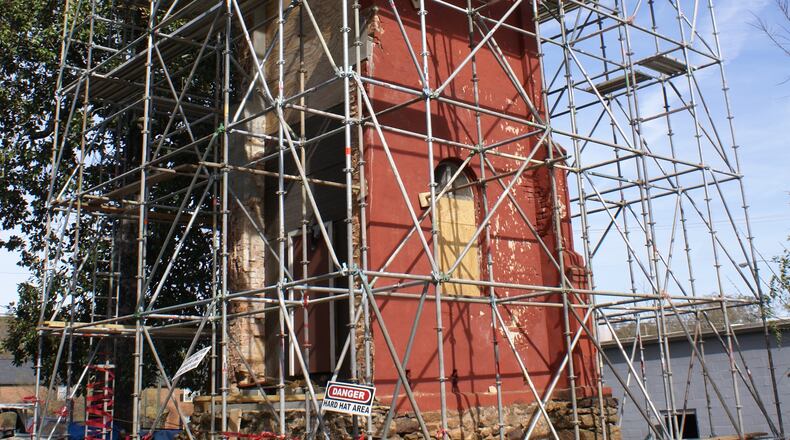 A restoration project is are underway at the steeple of St. Mary’s Episcopal Church, known for its connection to R.E.M., in Athens. Courtesy of Nuci’s Space.