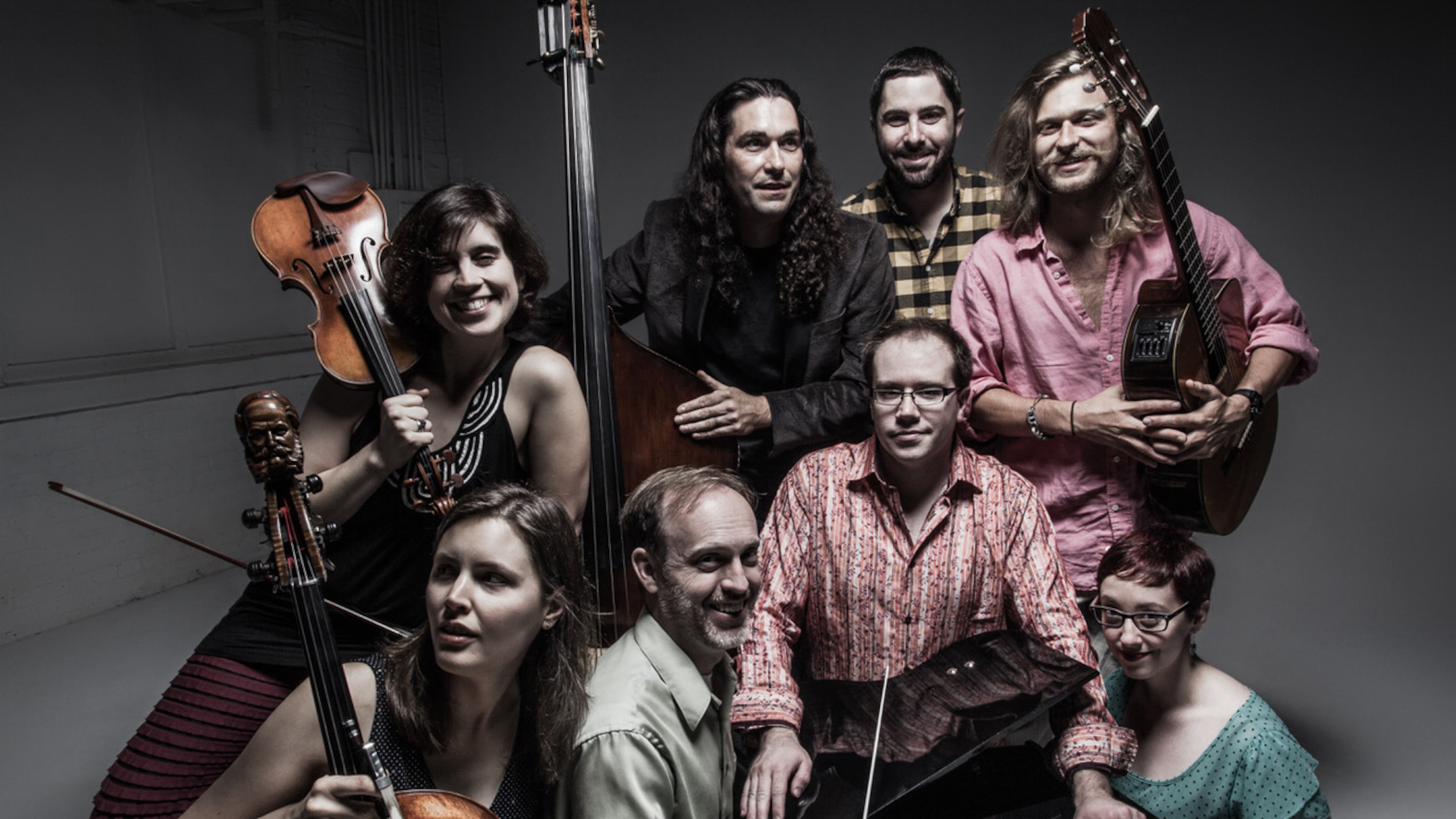 An early iteration of Chamber Cartel: (back row, from left) Tracy Woodard, Gabriel Monticello, Victor Pons and Thomas Avery; (front row, from left) Jean Gay, Paul Scanling, Caleb Herron and Amy O'Dell. (Courtesy of Max Eremine)