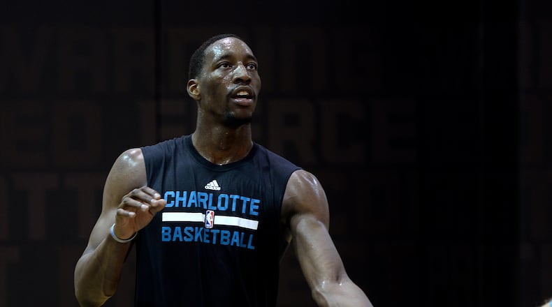 Bam Adebayo participates in Charlotte Hornets pre-draft basketball workout in Charlotte, N.C., Sunday, June 18, 2017. (Diedra Laird/The Charlotte Observer via AP)