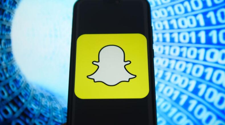 The Snapchat logo is seen on an Android mobile device.
