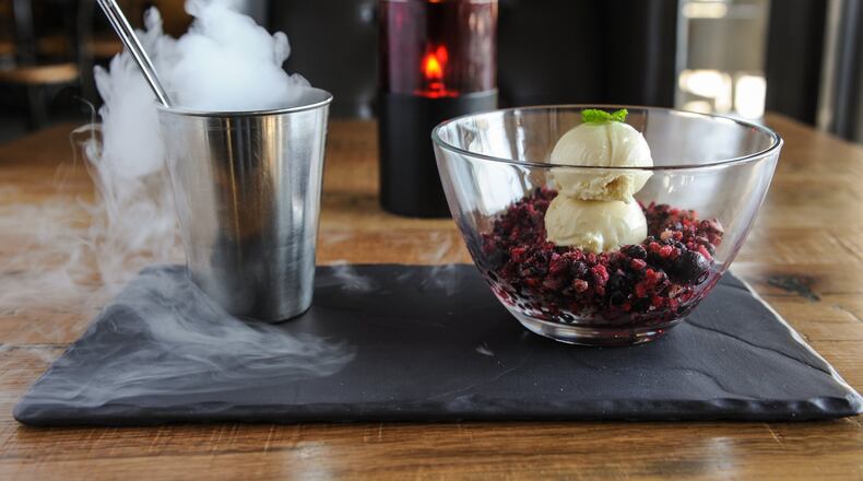 More than smoke and mirrors: frozen berries are fun and tasty at Cooks & Soldiers (all photos by Becky Stein, camera queen)