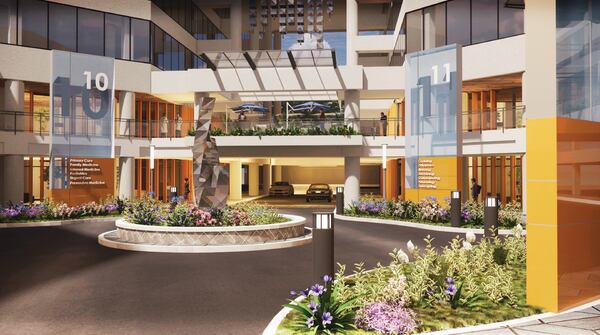 A rendering of the planned Buckhead Medical Center shows a conversion plan for four buildings within Piedmont Center in Buckhead. (Courtesy of CP Group)