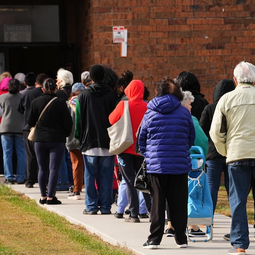 People wait in line durning an emergency food distribution at The Jewish Federation of Greater Philadelphia's Mitzvah Food Program in Philadelphia, Friday, Nov. 7, 2025. (AP Photo/Matt Rourke)