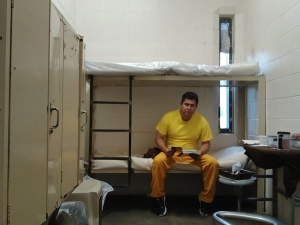 Mario Guevara at the Atlanta federal penitentiary earlier this year. This is not the windowless room, or the same facility, he describes in the article.  