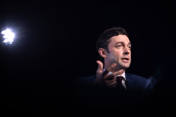 U.S. Sen. Jon Ossoff, D-Ga, speaks at the Georgia Chamber Congressional Luncheon at the Columbus Convention and Trade Center in Columbus on Wednesday, August 20, 2025. (Arvin Temkar / AJC)
