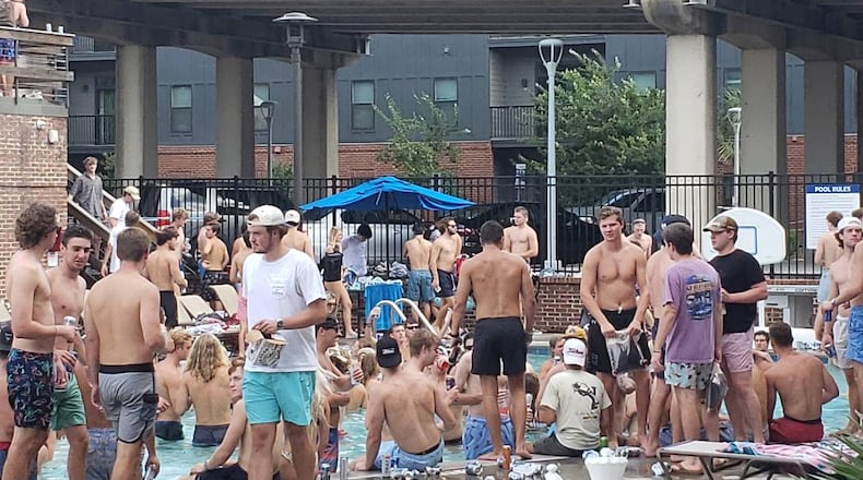 Nine Greek Village houses — six of which are sororities — were in quarantine after Saturday’s party at The Apartments at Palmetto Compress in Columbia, where the city’s fire department dispersed at least 200 revelers who crammed into a gated pool area, according to The State.
“It was almost like Mardi Gras,” Fire Chief Aubrey Jenkins said of the scene at the complex, The State reported.