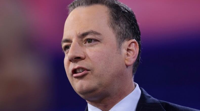 In this photo taken March 4, 2016, Republican National Committee (RNC) Chairman Reince Priebus speaks in National Harbor, Md. Donald Trump says he was really surprised by House Speaker Paul Ryan's rebuff of him as the presumptive Republican presidential nominee. But GOP chief Reince Priebus says he understands Ryanís reservations. ìItís going to take some time in some cases for people to work through differences,î Priebus says. Priebus says he disagrees with Trump on some issues such as banning Muslims from entering the U.S(AP Photo/Carolyn Kaster)