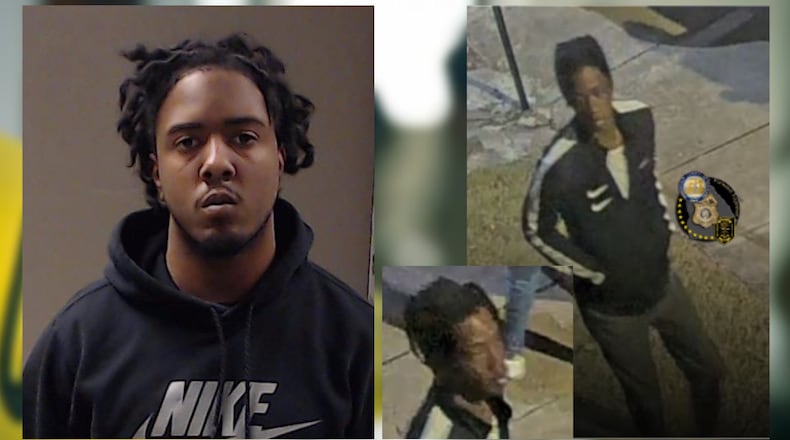 Kendell Torrence (left) was arrested Thursday in the killing of a 17-year-old in DeKalb County, police said. The "main suspect" (right) remains at large and police said they are working to identify him.