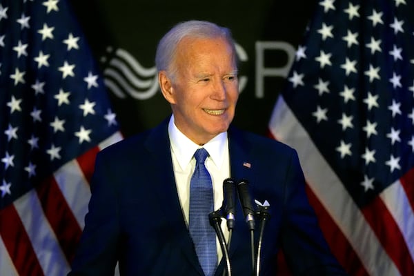 Former U.S. President Joe Biden speaks at the Advocates, Former U.S. President Joe Biden speaks at the Advocates, Counselors, and Representatives for the Disabled conference in Chicago, Tuesday, April 15, 2025. (AP Photo/Nam Y. Huh)