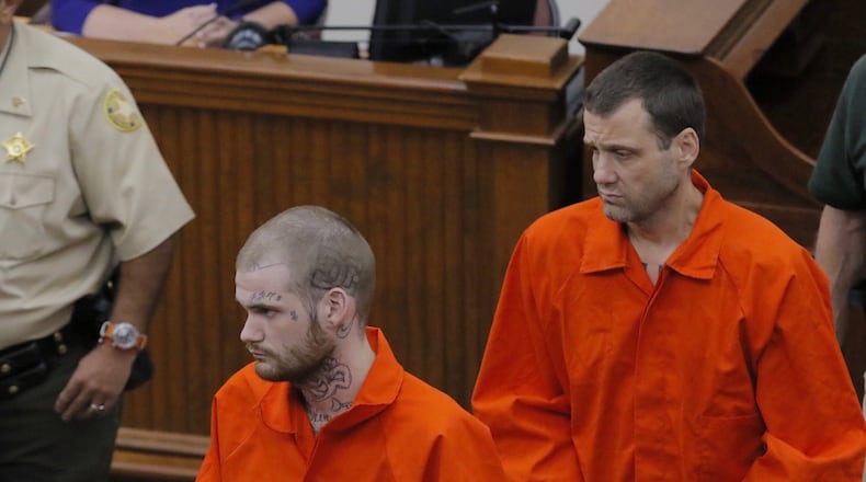 Ricky Dubose (left) and Donnie Russsell Rowe enter the Putnam County courthouse in Eatonton on Wednesday, June 21, 2017. The pair is accused of killing two correctional officers while escaping from a prison transport bus. A state prosecutor said Wednesday that he will seek the death penalty against them. They were denied bond. (BOB ANDRES/AJC)