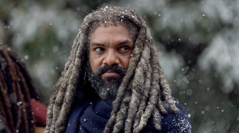 Khary Payton as Ezekiel, Danai Gurira as Michonne - The Walking Dead _ Season 9, Episode 16 - Photo Credit: Gene Page/AMC