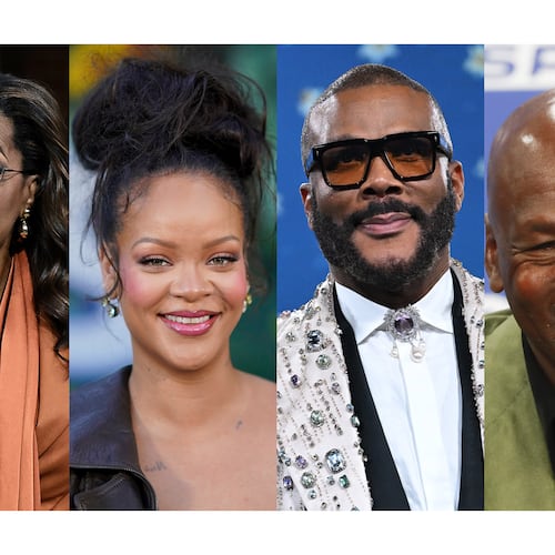From left, Oprah Winfrey, Rihanna, Tyler Perry and Michael Jordan are four of the world’s 27 Black billionaires, according to Forbes. (Kenny Holston/The New York Times; Jordan Strauss/Invision/AP; Nina Westervelt/The New York Times; Thibault Camus/AP)