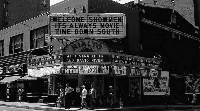 The theater opened as the Piedmont Theatre in 1916, and changed its name to the Rialto the same year. It’s seen here in 1951. The Rialto Center for the Arts is now part of Georgia State University. (Lane Brothers / LBCB082-037d GSU Special Collections)