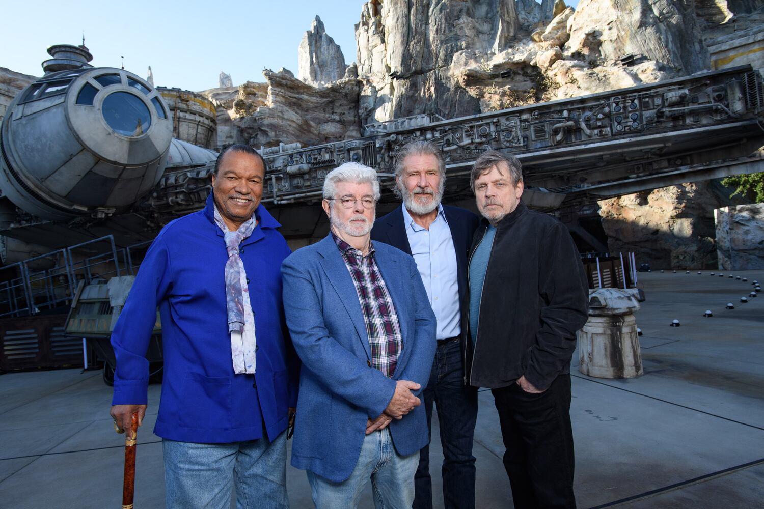 Photo: Disneyland’s Star Wars Galaxy’s Edge dedicated by Mark Hamill, Billy Dee Wiliams
