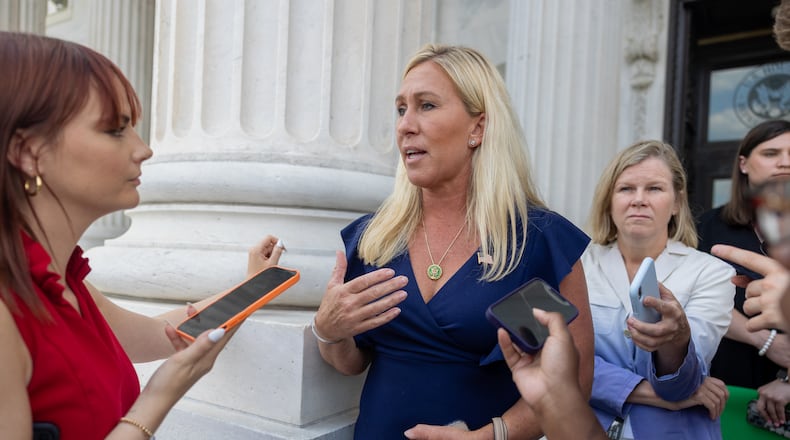 U.S. Rep. Marjorie Taylor Greene, R-Rome, showed no regrets Wednesday about being ousted from the conservative Freedom Caucus, apparently over her support of Speaker Kevin McCarthy. “I’m interested in getting accomplishments done, not doing things just to disrupt and fight leadership,” she said. “And that’s a major difference. You can fight for your conservative principles and try to push conservative goals without having to be anti-leadership.” (Nathan Posner for The Atlanta Journal-Constitution)
