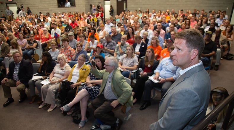 Sterigenics President Philip Macbabb at a 2019 town hall meeting in Cobb County. STEVE SCHAEFER / SPECIAL TO THE AJC