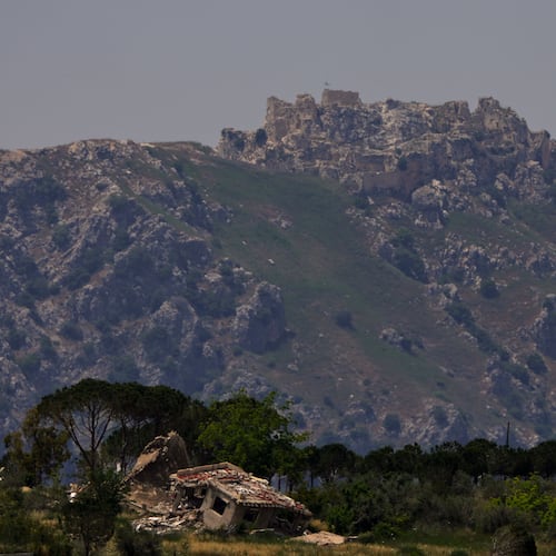 A view of he Beaufort Castle in southern Lebanon as seen from northern Israel, Sunday, May 31, 2026. (AP Photo/Ariel Schalit)