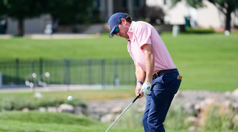 Ben Kohles hits from the 16th hole during the first round of the 3M Open golf tournament at the Tournament Players Club Thursday, July 23, 2026, in Blaine, Minn. (AP Photo/Bruce Kluckhohn)