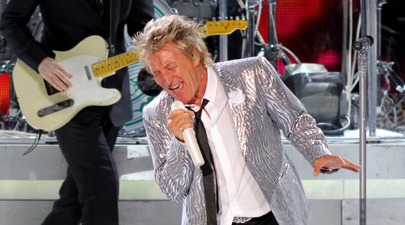 July 15, 2015 -- ALPHARETTA -- British rock icon Rod Stewart performing before a sold-out crowd at the Verizon Wireless Amphitheatre at Encore Park in Alpharetta. (Akili-Casundria Ramsess/Special to the AJC)