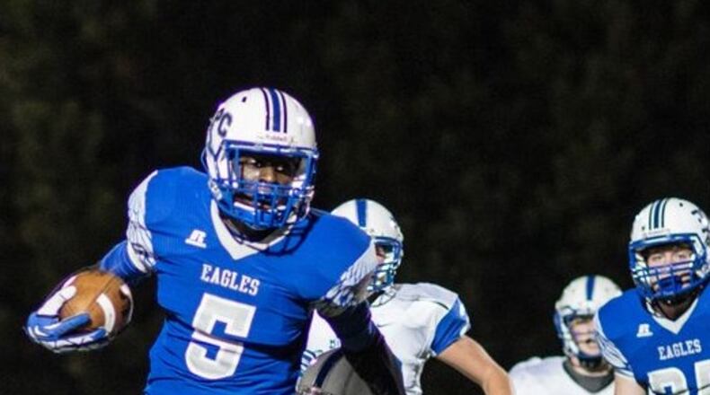 Mount Paran's Taylor Trammell (5) has rushed for a state-best 1,110 yards in five games. (SPECIAL/BRANDEN CAMP)